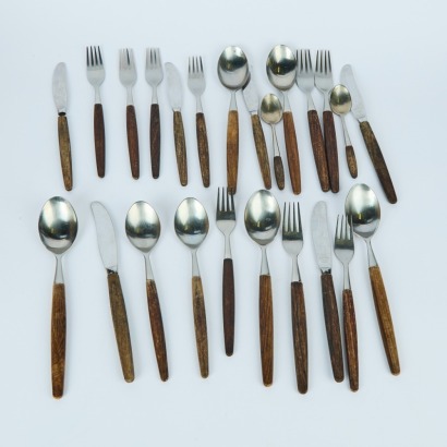 A Collection of Rare Rosewood Cutlery by Tias Eckhoff for Lindtofte 24 pieces, c. 1960's