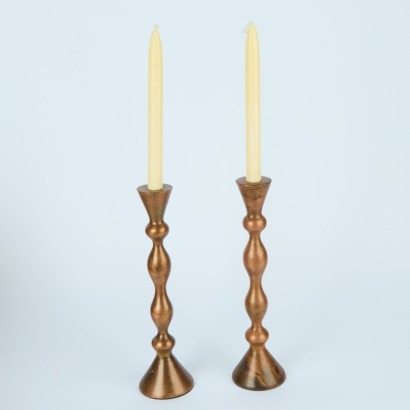 A Pair of Post-Modern Copper Candle Holders