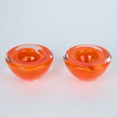 A Pair of Kosta Boda Glass Blown Bowls