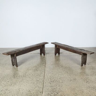A Pair Of Rustic Oak Bench Seats