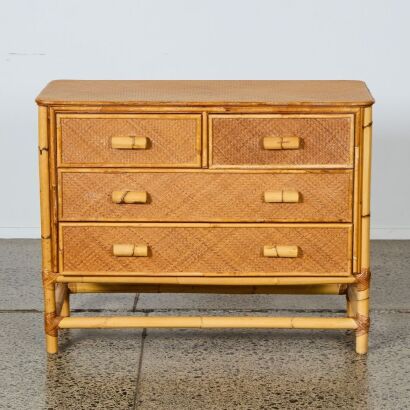 A Bamboo and Rattan Drawers