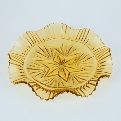 An Amber Pressed Glass Plate