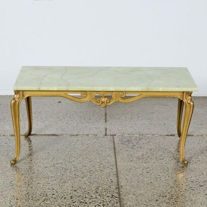 A Vintage Brass and Onyx Coffee Table