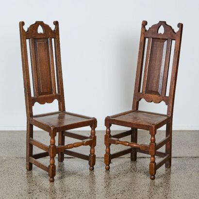 A Pair of Oak Hall Chairs, c. 17th-Century