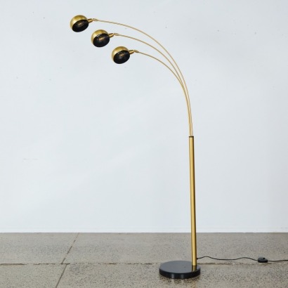 An MCM Floor Standing Lamp in Gold with Marble Base