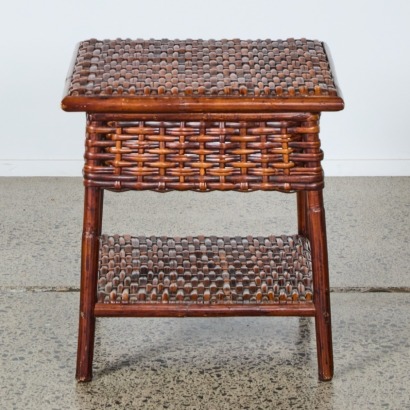 A Weaved Cane Side Table