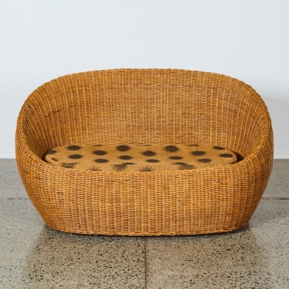 A Vintage Rattan Two Seat Kenmochi Style Sofa