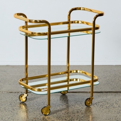 A Two-Tier Drink Trolley with Mirrored Shelves