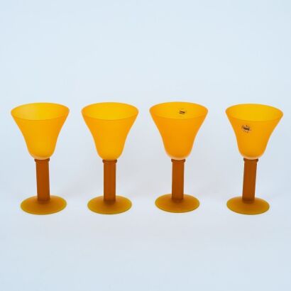 A 1990s Set of Four Amber Glasses for Levene