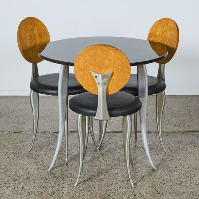 A Marble Topped Postmodern Dining Set