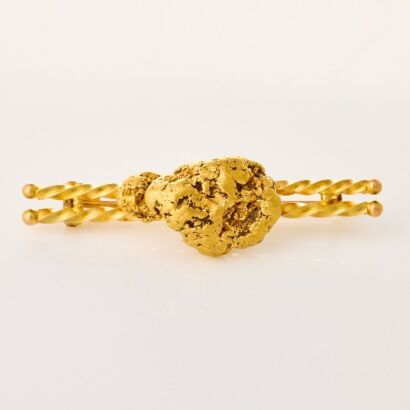 23 - 24ct New Zealand Natural Gold Nugget on 18ct Gold Brooch