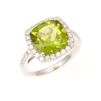 14ct White Gold Peridot Diamond Ring