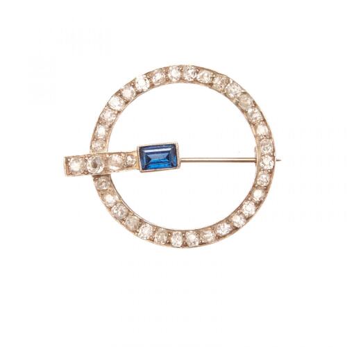 18ct Art Deco Sapphire and Diamond Circle Brooch