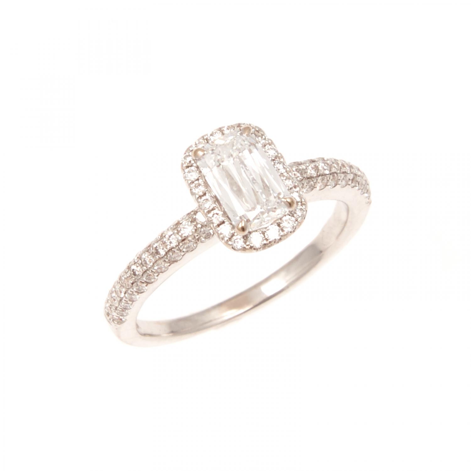 Ashoka Diamond Engagment Ring with Pave In Platinum
