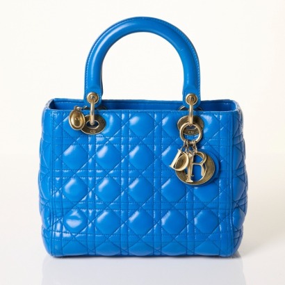 Christian Dior, Medium Lady Dior Blue Leather Bag