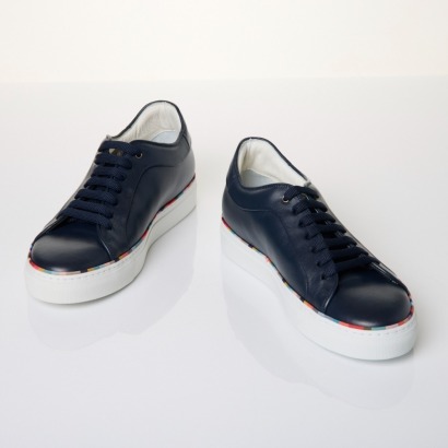 Paul Smith, Basso Women's Navy Leather Sneakers, Size 41 with Box - Near new