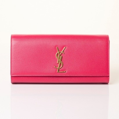 Yves Saint Laurent, Cassandre, Fuchsia Pink, Pebbled Leather Clutch