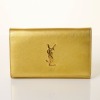 Yves Saint Laurent, Gold Metallic Calfskin, Monogram Chain Wallet with Shoulder Strap