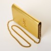 Yves Saint Laurent, Gold Metallic Calfskin, Monogram Chain Wallet with Shoulder Strap - 2