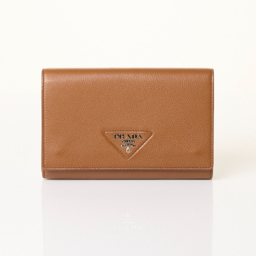 Prada, Vitello Daino Cognac Leather Clutch, circa 2021