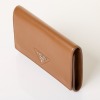 Prada, Vitello Daino Cognac Leather Clutch, circa 2021 - 2