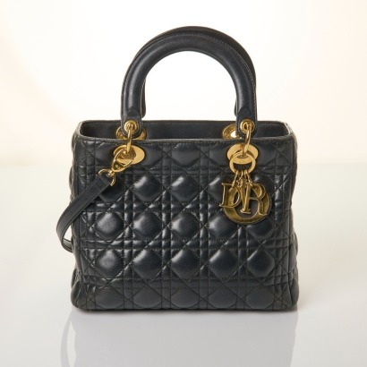 Christian Dior, Medium Lady Dior Black Leather Bag
