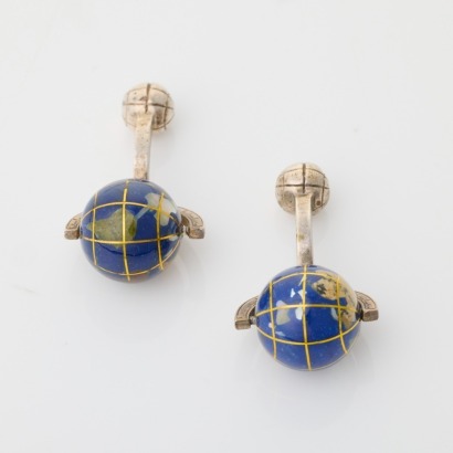 Tateossian, Sterling Silver Globe Cufflinks