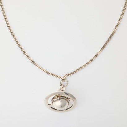 Vivienne Westwood, Sterling Silver, Multi Colour Crystal Orb Pendant
