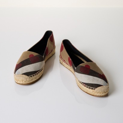 Burberry, Beige House Check, Hodgeson Flat Espadrilles, Size 36 with Box - As New