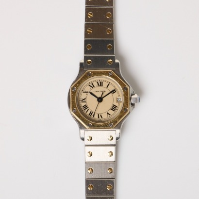 Stainless Steel / Yellow Gold, 25mm Cartier, Santos de Cartier Octagonale Quartz Wristwatch, circa 1991