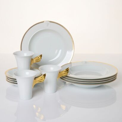 Versace, Medallion Meandre d'Or by Rosenthal, Soup Bowls / Coffee Cups