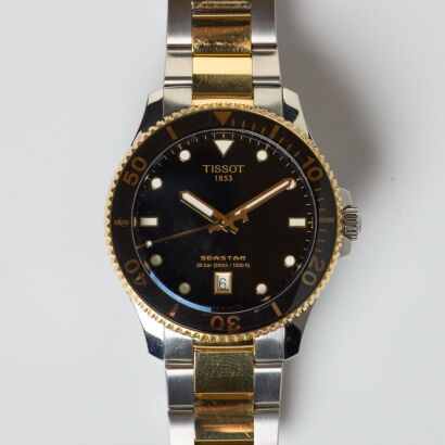 Stainless Steel PVD Gold Coated, 40mm Tissot Seastar 1000 Quartz Wristwatch