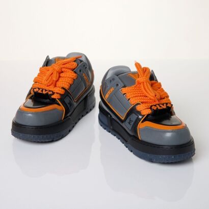 Louis Vuitton, Orange / Grey / Black Trainer Maxi Sneaker with Box