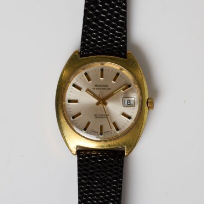 A Gold Plated Montine of Switzerland Automatic Wristwatch.
