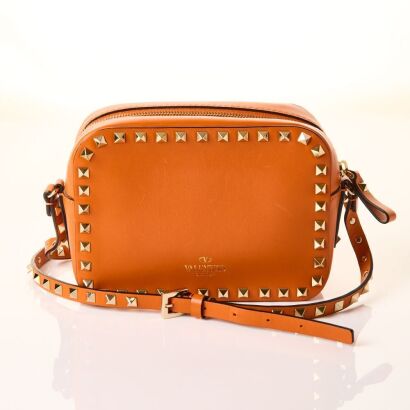 Valentino Garavani, Orange Rockstud Camera Bag