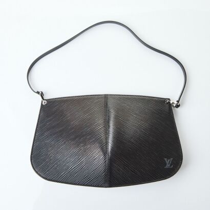 Louis Vuitton, Black Epi Leather Pochette Demi Lune Bag