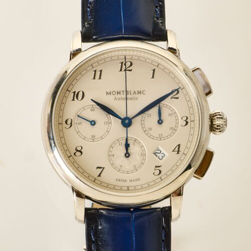 Montblanc,42 mm Star Legacy Chronograph Steel Automatic Wristwatch = As new
