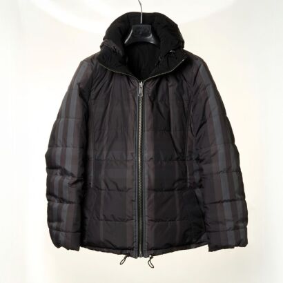 Burberry, Brit Reversible Black / Charcoal Hooded Puffer Jacket, Size M - Near new