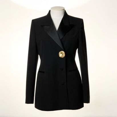 Dries Von Noten, Tuxedo Black Single Breasted Jacket, Size 40 FR / UK 12 Women's