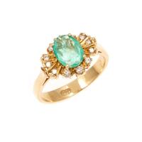 18ct Vintage Emerald Diamond Ring