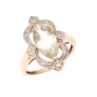 9ct Prasiolite and Diamond Ring