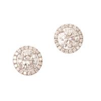 18ct White Gold Diamond Halo Earrings