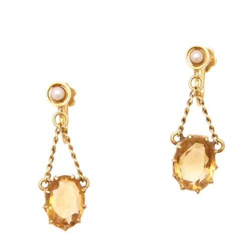 15ct Late Victorian Citrine Earrings