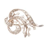 14ct White Gold Vintage Spray Brooch