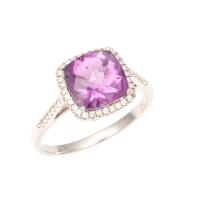 14ct White Gold Amethyst and Diamond Ring