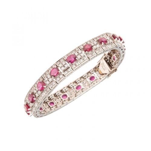 Platinum Ruby and Diamond Bracelet