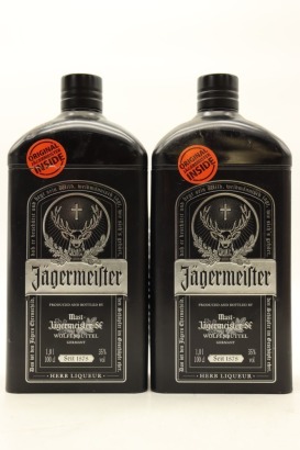 (2) Jagermeister Herb Liqueur in Black Tin, 35% ABV, 1000ml