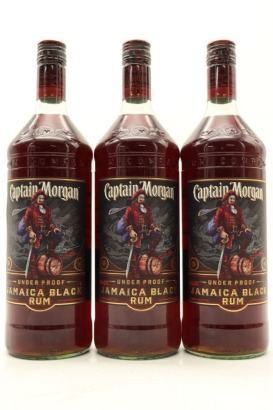 (3) Captain Morgan Black Rum, Jamaica, 37% ABV, 1000ml