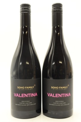 (2) 2023 Soho Valentina Syrah, Waiheke Island