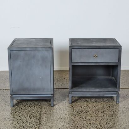A Pair of Metal Industrial Bedside Cabinets